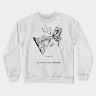 David of Michelangelo with butterfly and leaves - be patient Crewneck Sweatshirt